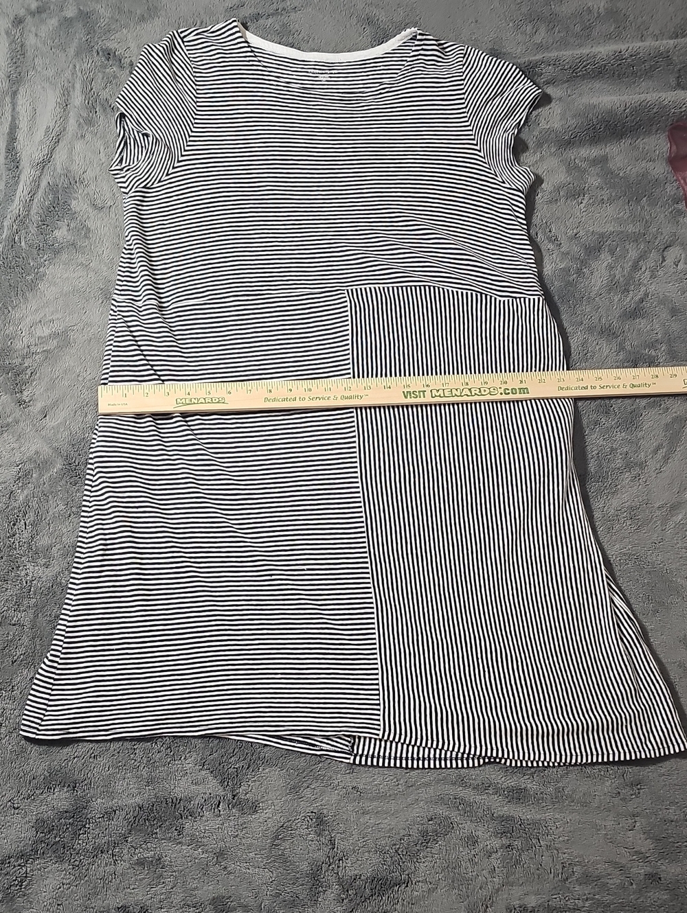 Eileen Fisher Black White Striped 100% Organic Linen Midi Dress Pockets Size L - Picture 5 of 8